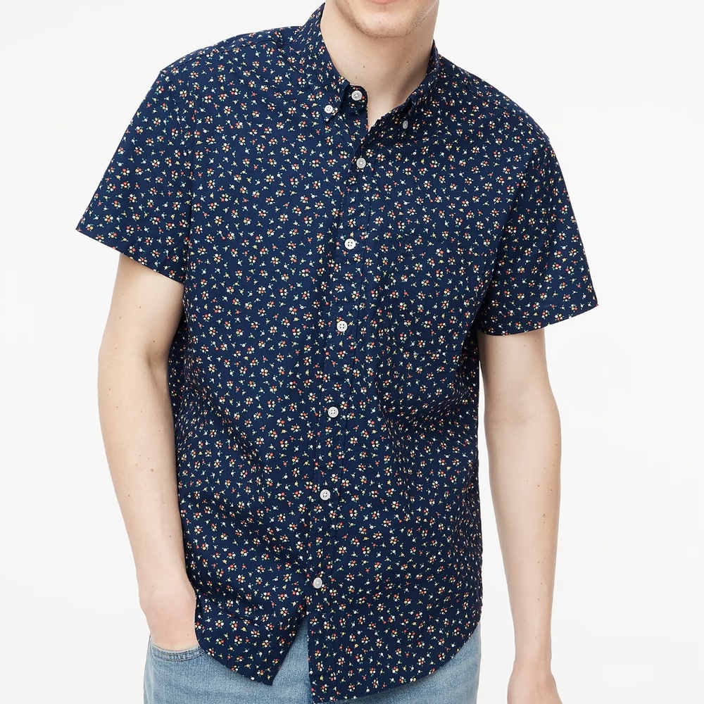 J. Crew Men's Short-Sleeve Printed Shirt New Size Medium